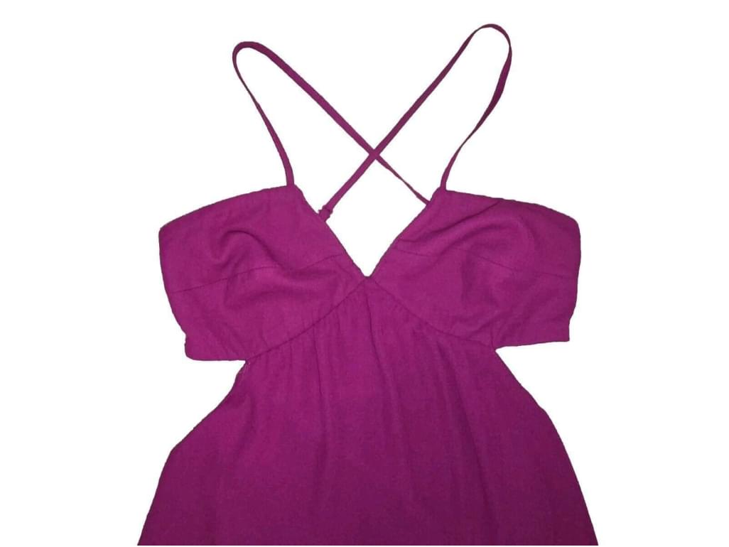 Express Fuschia High Low Cut Out Sides Chiffon Beach Summer Dress Sz 2