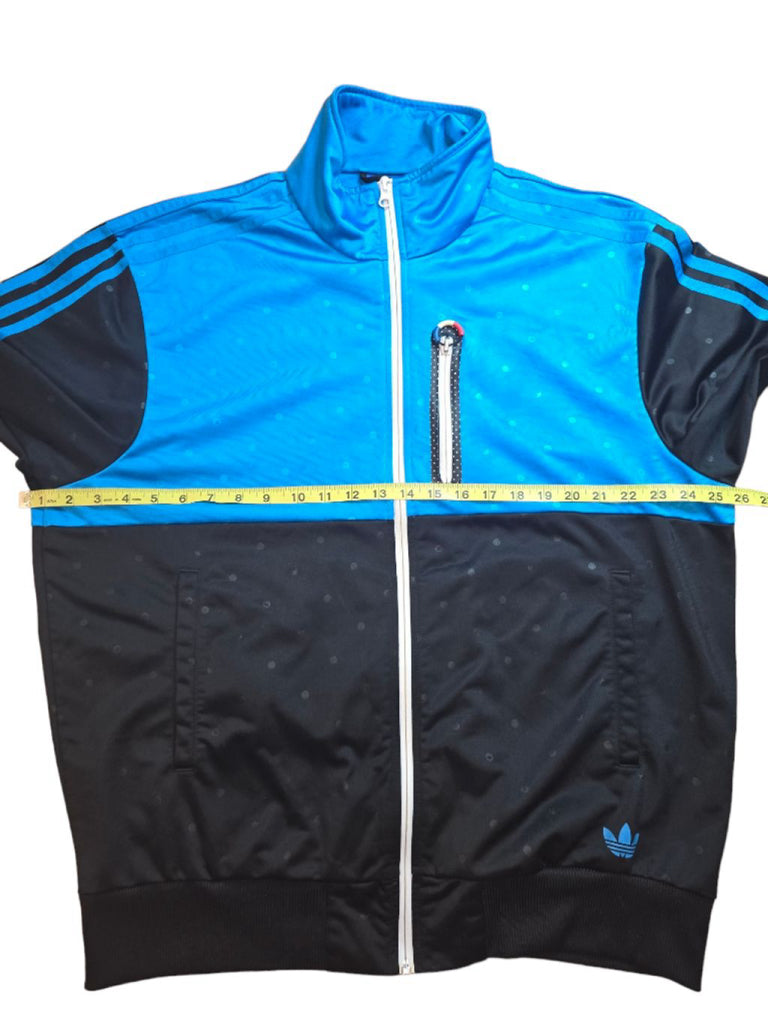 Vintage Adidas Men's Blue and Black Polkadot Track Jacket Size XL Rare 2013