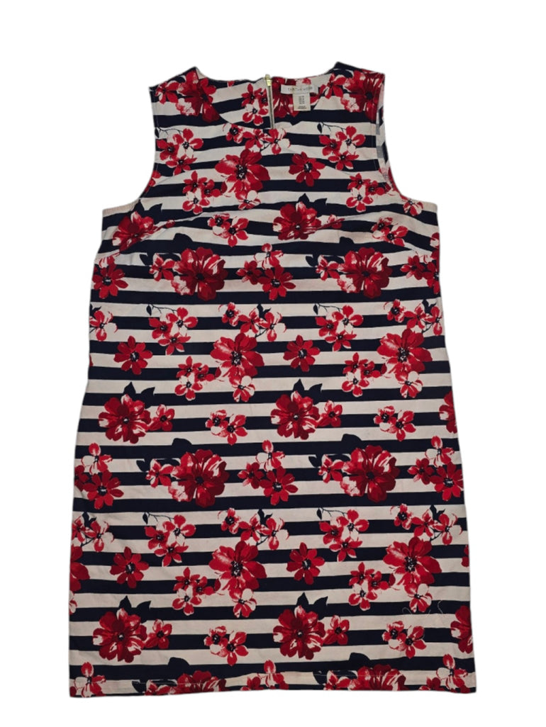 Women's Tabitha Webb Floral Sheath Dress, Size 10, White & Navy Striped Red