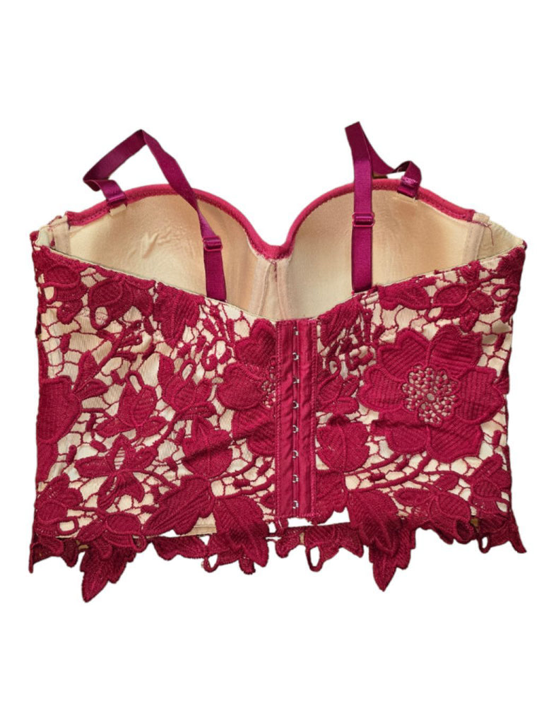 Women's Papaya Red Lace Corset Top Size M