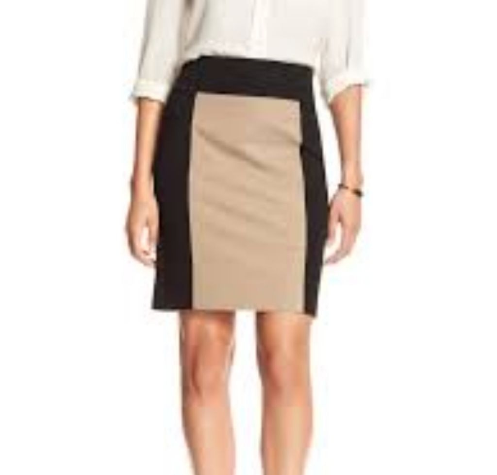 Women's J. Jill Skirt Color Block 16W Black Tan Pencil Work Wear MSRP $88