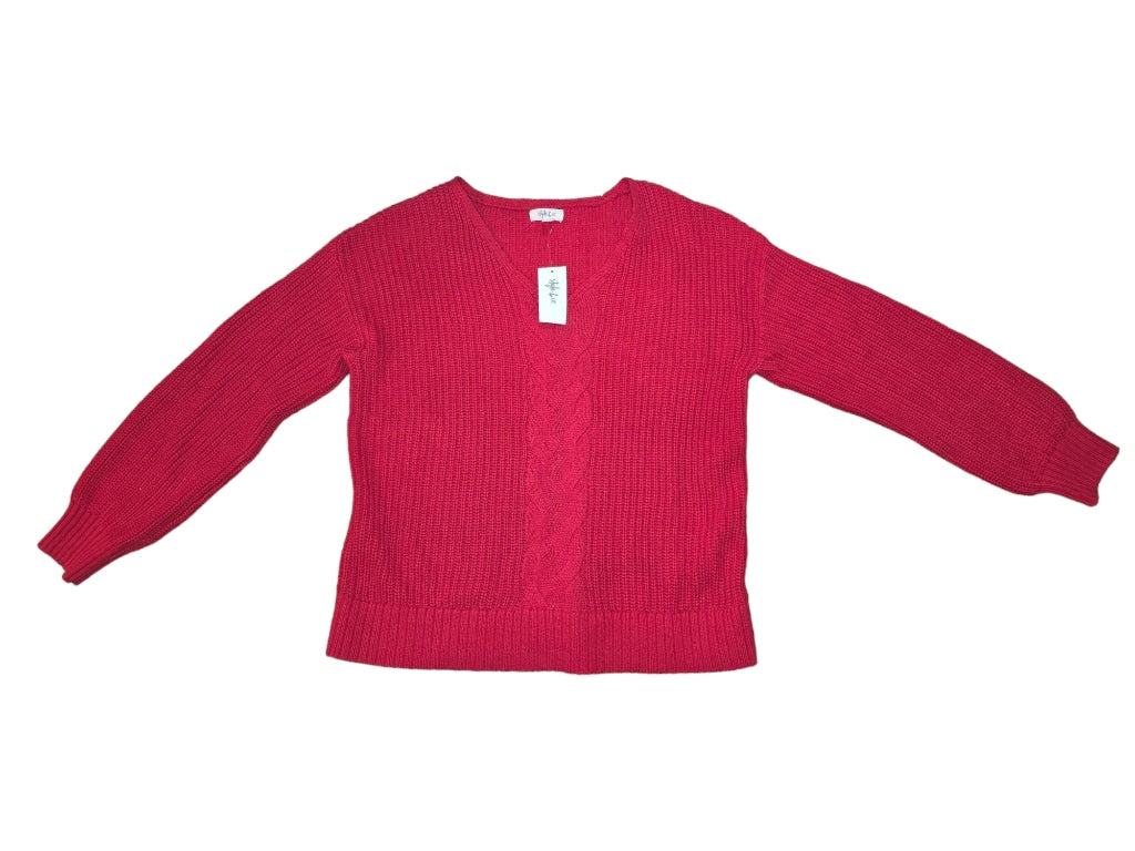 Women's Style & Co Cable Knit Front V-Neck Sweater Size XL MSRP $50 Red