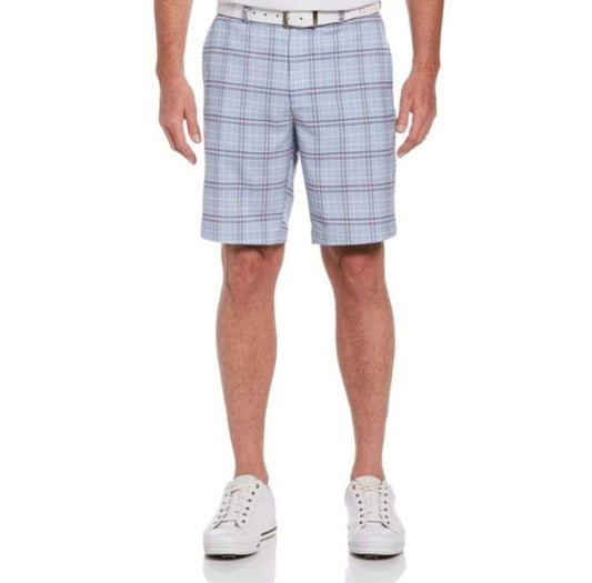 Men's PGA TOUR Blue Plaid Stretch Shorts Size 36 MSRP $65