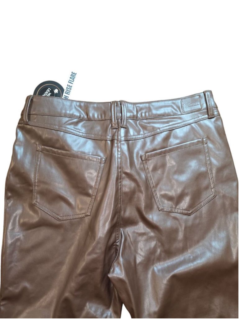 Women's DollHouse Brown Faux Leather Jackie Flare Pants - Size 15/16