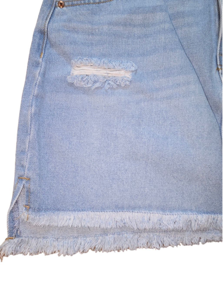 Women's Celebrity Pink Cotton Blue Denim Distressed Stellar Skirt Size 13 Jean