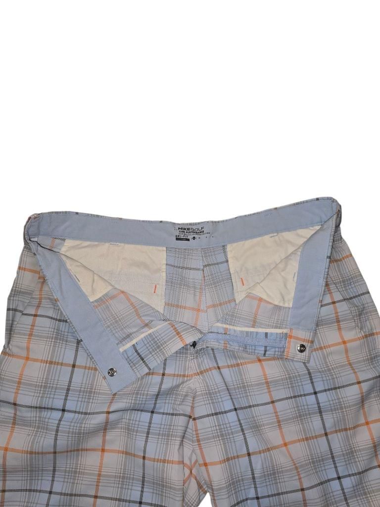 Men's Nike Golf Tour Performance Plaid Shorts - Blue/Orange - Size 36 Dri-Fit