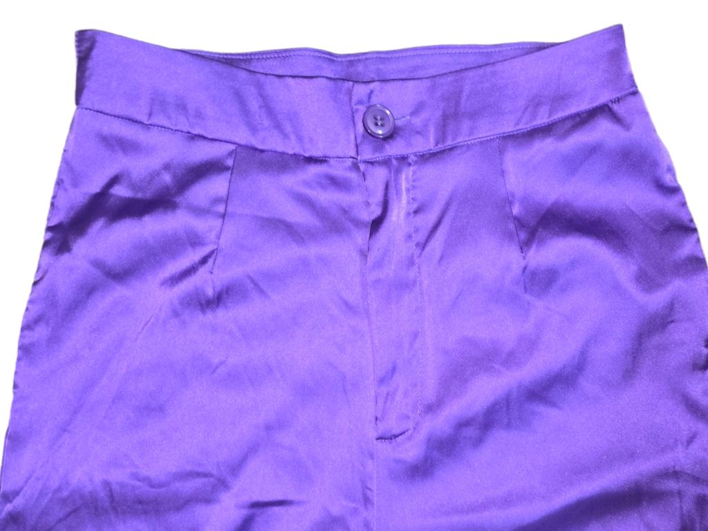 Women's Shein Purple Satin Button Up Shirt and Pants Set Size M