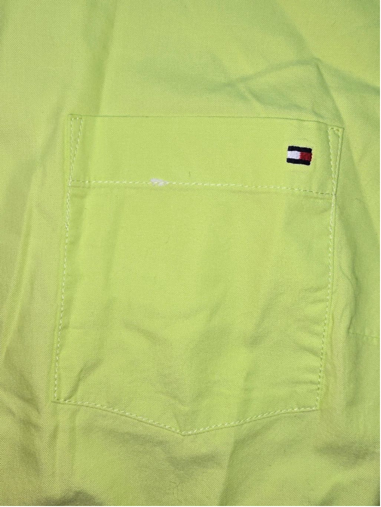 Women's Tommy Hilfiger Classic Fit Neon Green Button Down Shirt Size XL