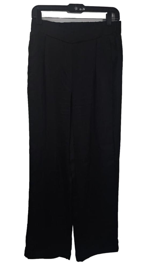 Cynthia Rowley SZ M Faux Silk Black pants slacks Work pleated Pockets