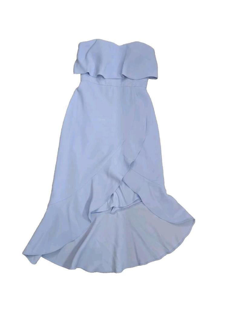 Xscape Light Blue Ruffled Strapless Hi-Lo Dress sz 6 NWT *MSRP $219*