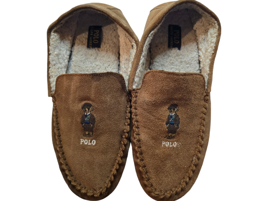 Polo Ralph Lauren Men's Brown Collins Heritage Icon Polo Bear Suede Slippers 11