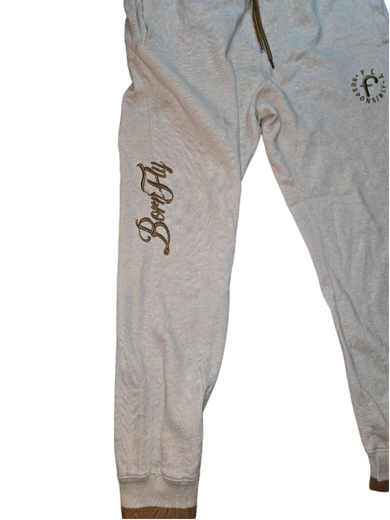 Men's Born Fly Oatmeal and Brown Sweatpants 2XL