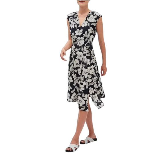 Women's Banana Republic Dress, Floral, Blue, Size 4 Pettite Midi Hi Low Wrap