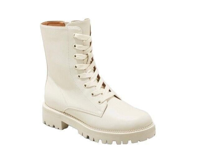 NWT Saylor Lace Up Side Zip 8" Tall Combat Boots Cream A New Day SZ 7.5 Ivory