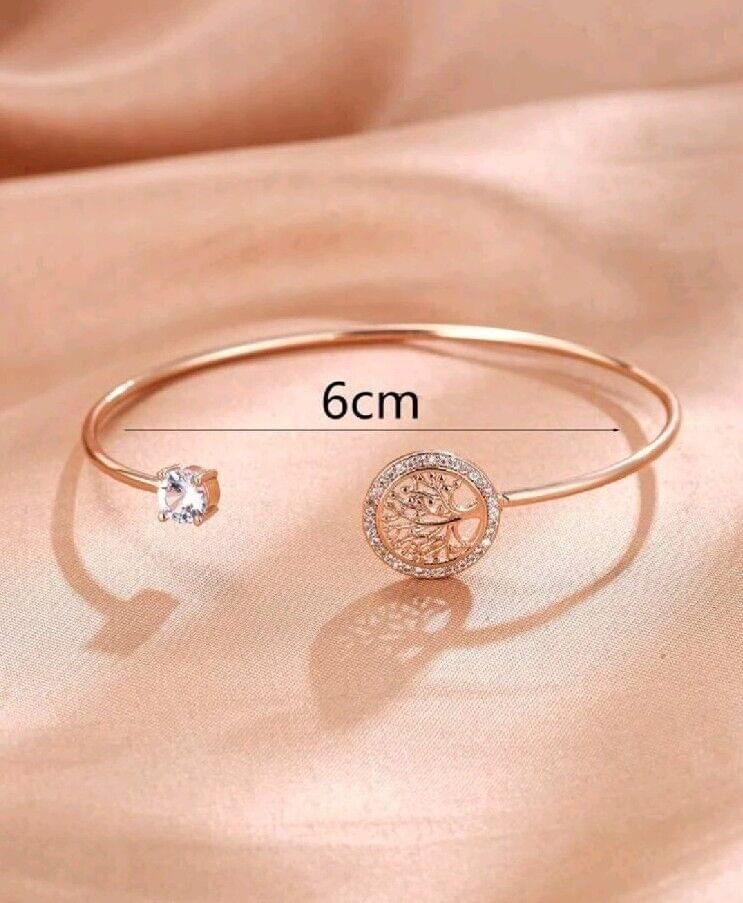 Rose Gold Family Tree bangle bracelet