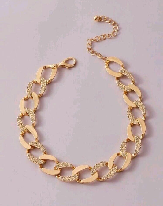 Faux Gold Diamond Thick Link Chain Necklace