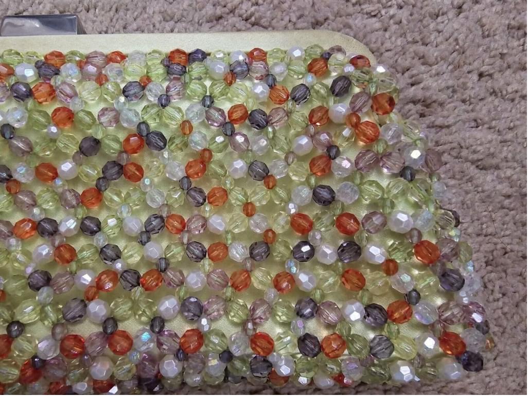 VTG Carlisle Beaded Evening Bag Purse Clutch Lime Green Orange Blue