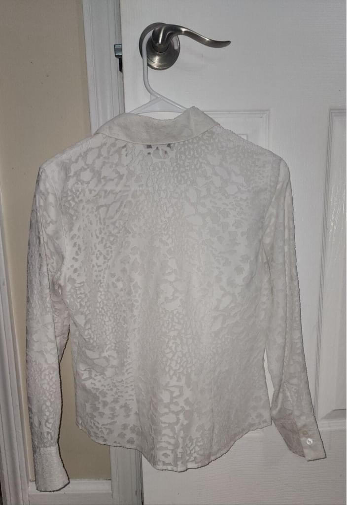 Talbots Button Down White Fitted Sheer Blouse sz 4p (petites)