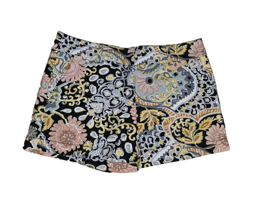 Ann Taylor LOFT Cotton Black Multicolored Paisley Floral Mid Rise Shorts SZ 4