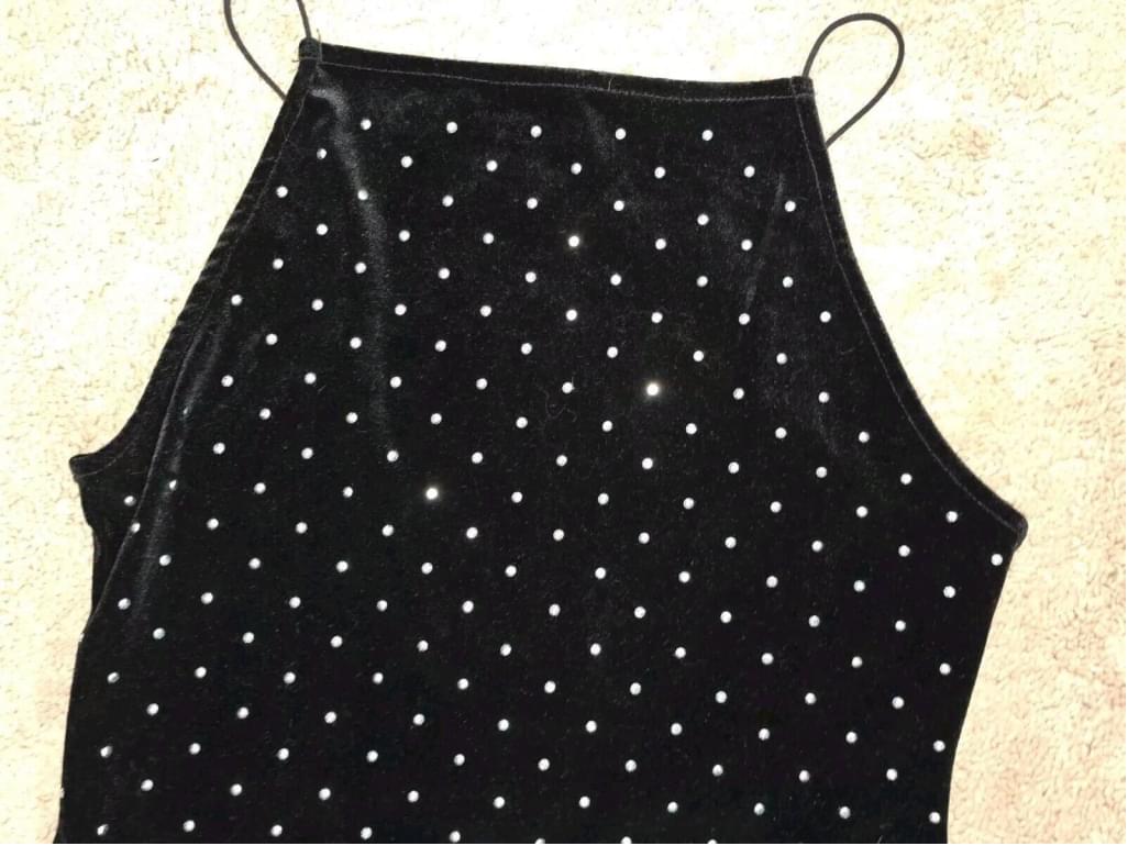 H&M Black Velvet Silver Studded Dress Short Sexy Medium