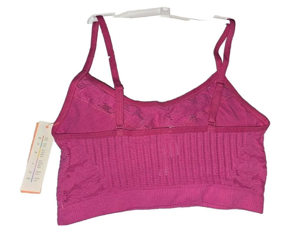 Colsie Bralette Lace Crochet Pink LARGE NWT