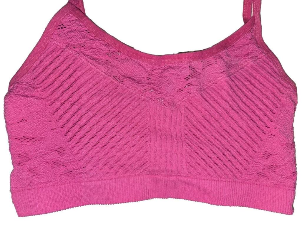 Colsie Bralette Lace Crochet Pink LARGE NWT