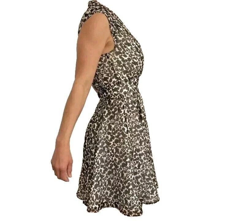 French Connection Feline Wonder Chiffon V Neck A-line Dress Flowy Summer SZ 2