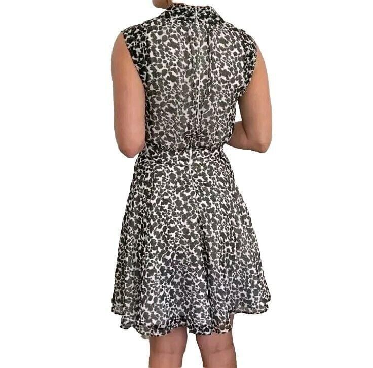 French Connection Feline Wonder Chiffon V Neck A-line Dress Flowy Summer SZ 2