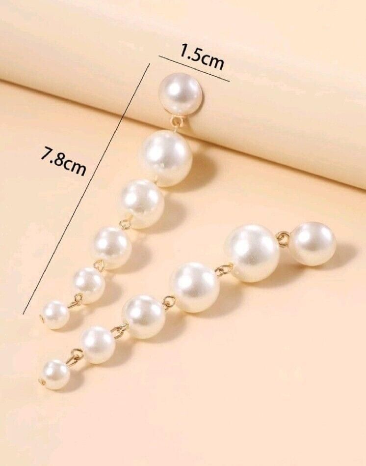 Fashion White Ivory round Faux pearl golden earrings Classic Dangling