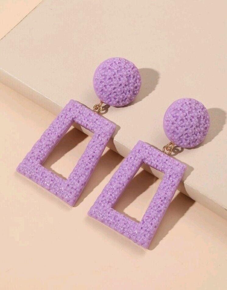 Fashion Geometric Earring For Women Purple Lavender Color Drop Jewelry Elegant