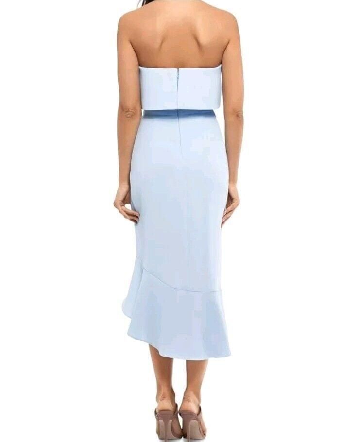 Xscape Light Blue Ruffled Strapless Hi-Lo Dress sz 6 NWT *MSRP $219*