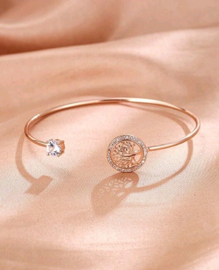 Rose Gold Family Tree bangle bracelet