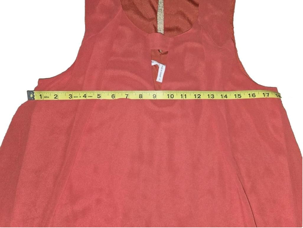 VTG BCBG Burnt Orange Pleated Chiffon Feel Babydoll Summer Dress SMALL