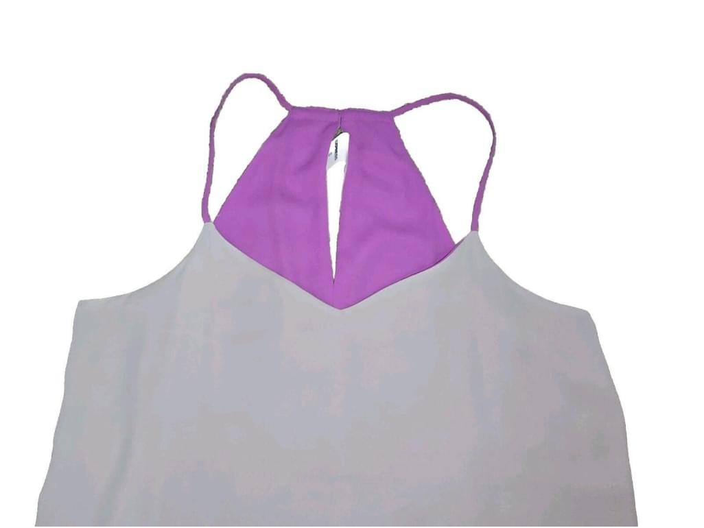 Express Reversible Chiffon V-Neck Cami Tank Top Purple Gray Size Medium