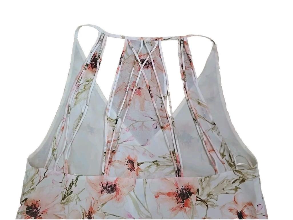 Haute Hippie White Floral V Neck Open Back Top SMALL NWT *MSRP $235*