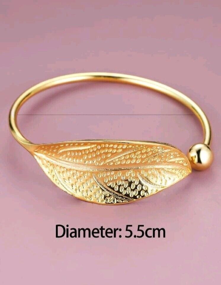 Gold Leaf Bangle Bracelets Round Bracelet Women Girls Jewelry Gifts