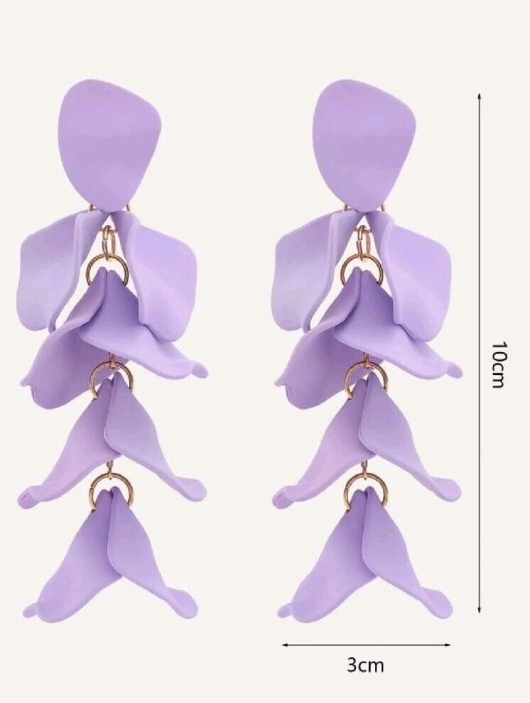 Fashion MULTI PETAL Lavander DROP EARRINGS