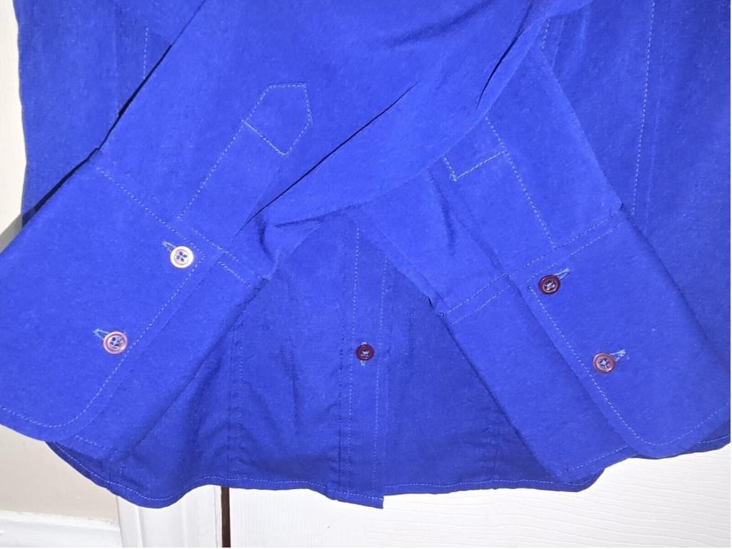 EXPRESS Stretch Fitted Button Up Shirt Sz 8 ROYAL Blue Long Sleeve Classic