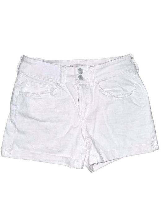 SO Low Rise Midi Shorts White Flat Front Rolled Hem Jeans  Size 7 / 28