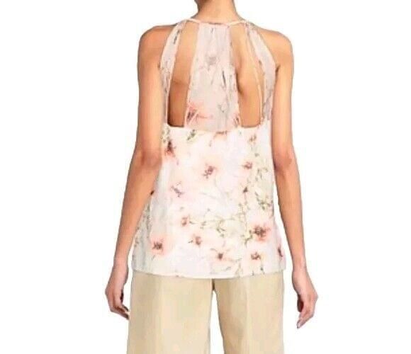 Haute Hippie White Floral V Neck Open Back Top SMALL NWT *MSRP $235*