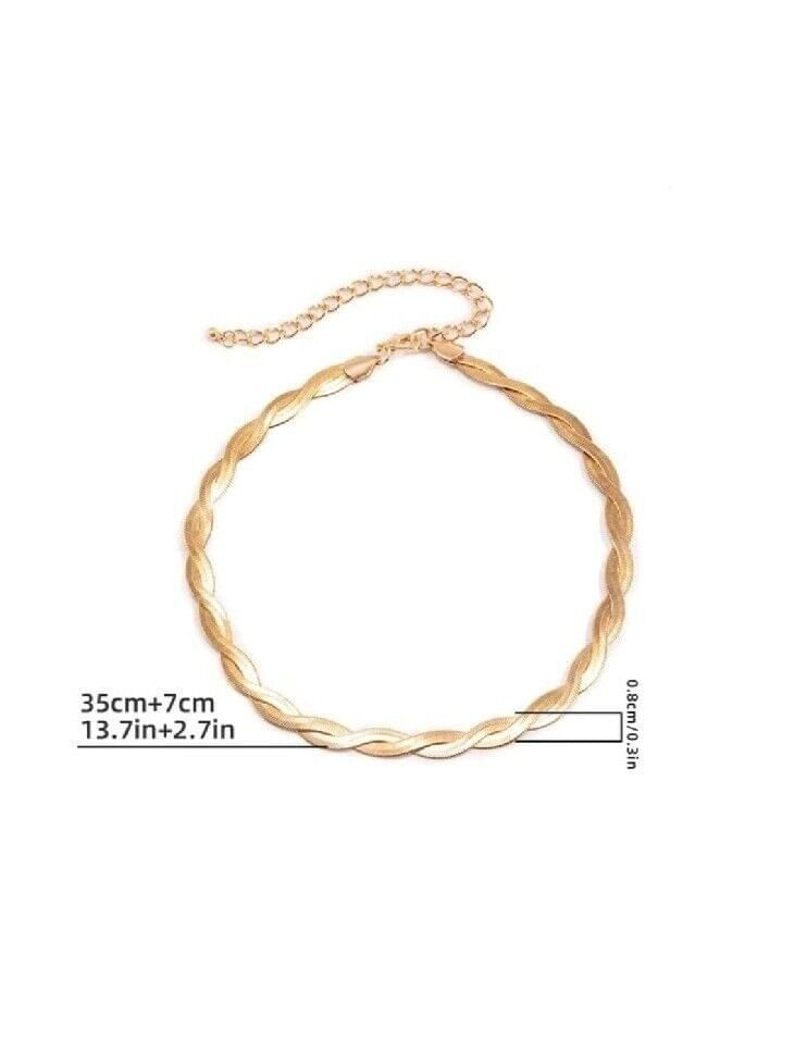 1 Piece Simple Fashion Gold Braided Chain Necklace For Women Elegant Design