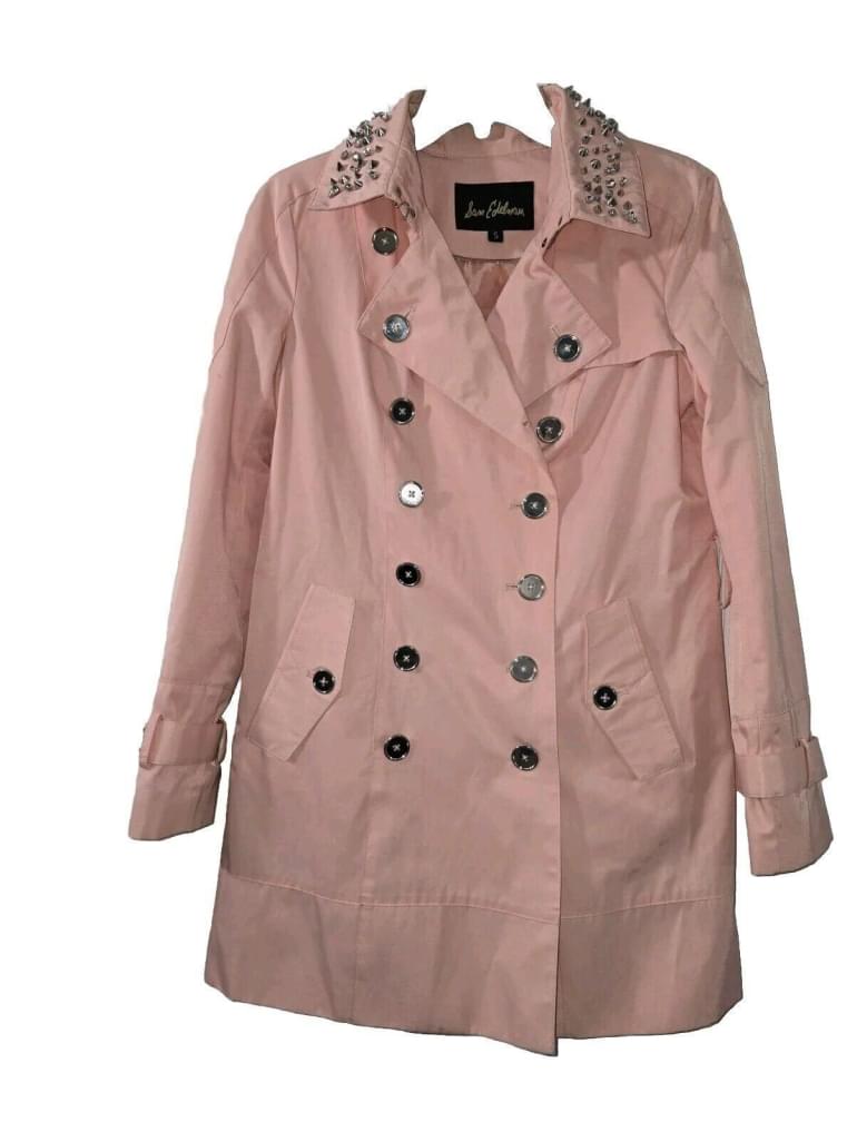 Sam Edelman Lorissa Double-breasted Studded Trench Coat Peach SMALL *NO BELT*