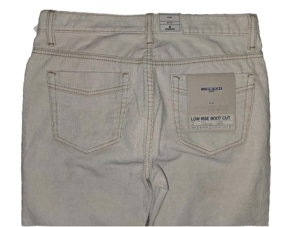 NWT VTG GAP Stretch Low Rise bootcut corduroy Stone Beige Jeans Pants SZ 6 Y2K