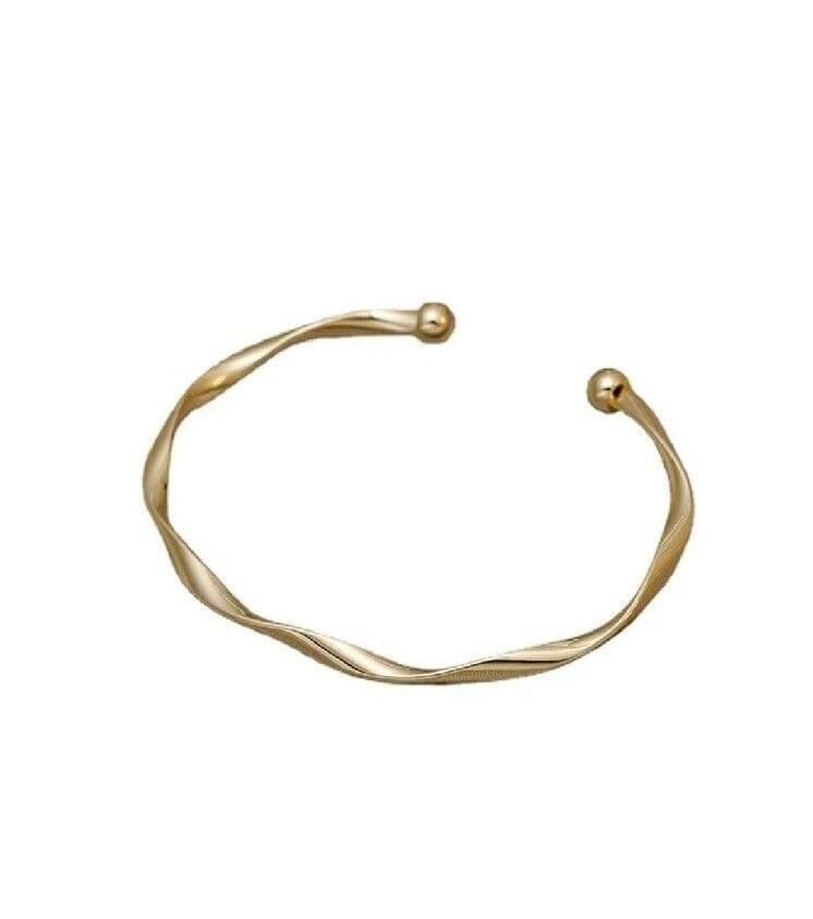 Classic Premium Retro Style Twisted Twist Metal Gold Metal Bracelet for Women