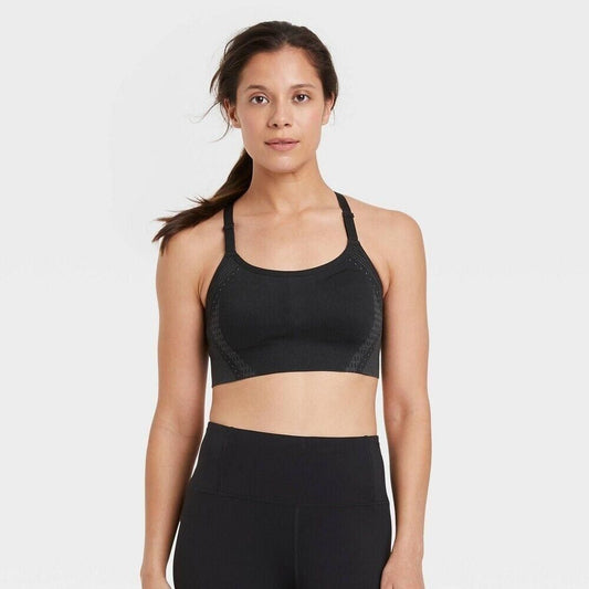 All in motion Women's Sport bra High support Seamless Bonded Black XL MSRP  $24