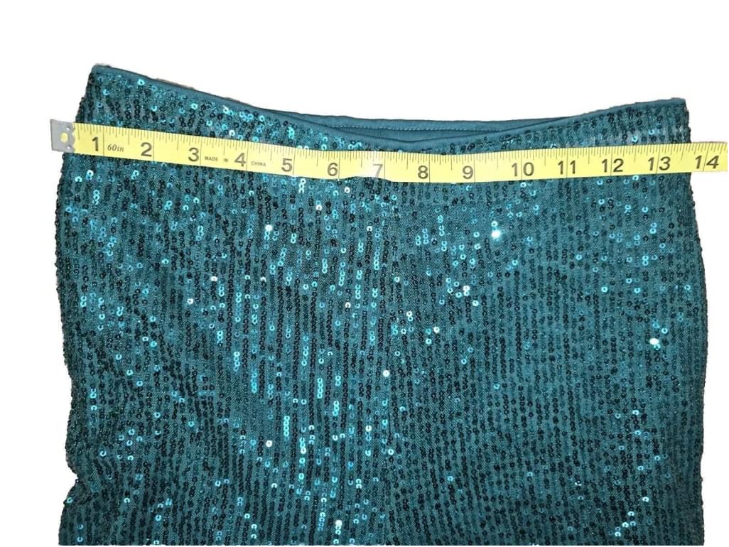 SHEIN 2 Piece Set Emerald Green Sequin Strapless Tube Top Wide Leg Pant SMALL