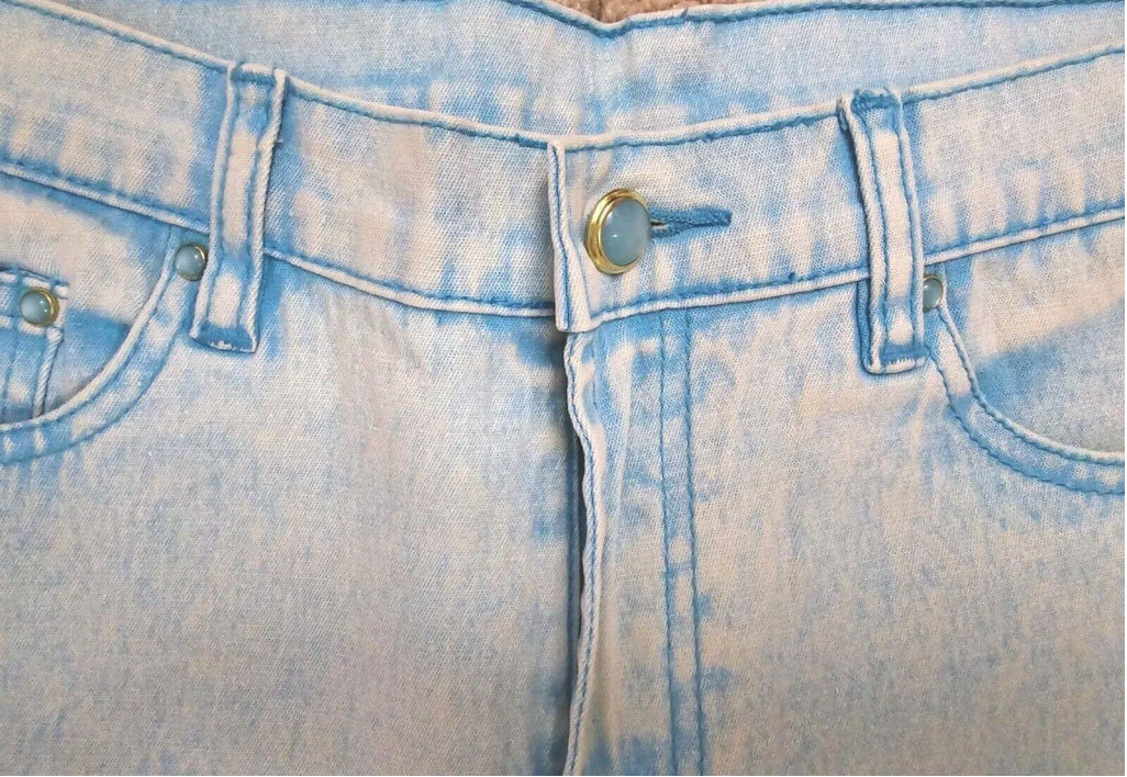 DG2 DIANE GILMAN Flourescent Blue Turquoise Stretchy High Waist Jeans SZ 4 TALL