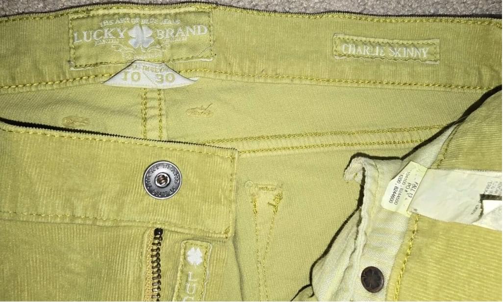 Lucky Brand Corduroy Pants Size 10 / 30 Mustard Yellow Charlie Skinny Tapered