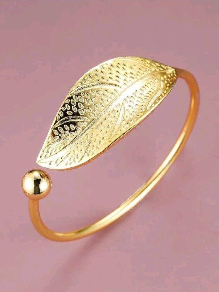 Gold Leaf Bangle Bracelets Round Bracelet Women Girls Jewelry Gifts