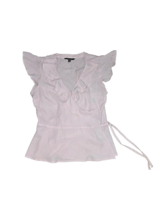 Banana Republic Wrap Ruffle Blouse Pink Top Size XS